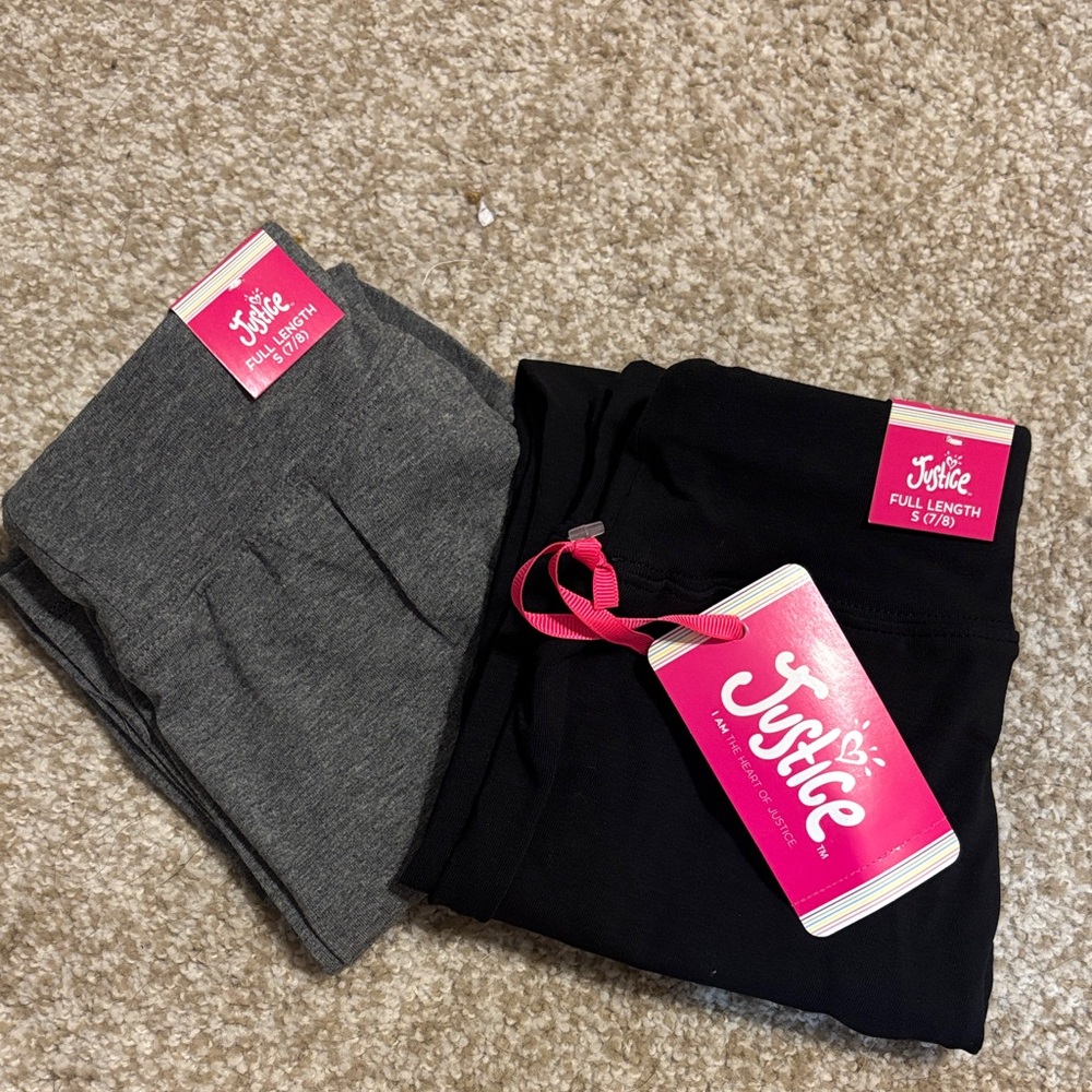 Justice Girls Leggings Full Length - Black and Gray